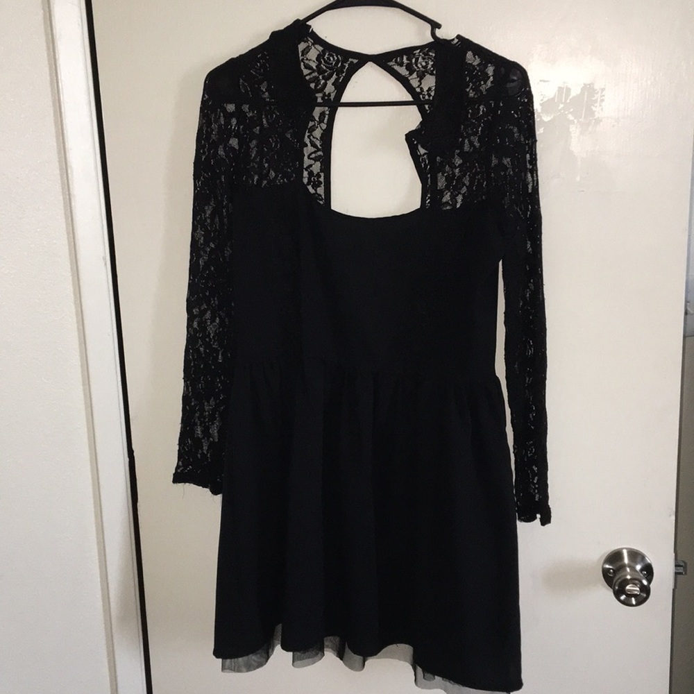 Black lace dress/ keyhole neckline